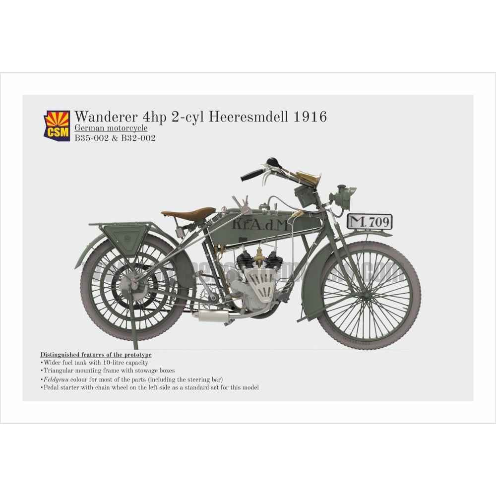 Copper State Models B35-002 1/35 Wanderer 4PS 1916 Motorcycle - Image 4