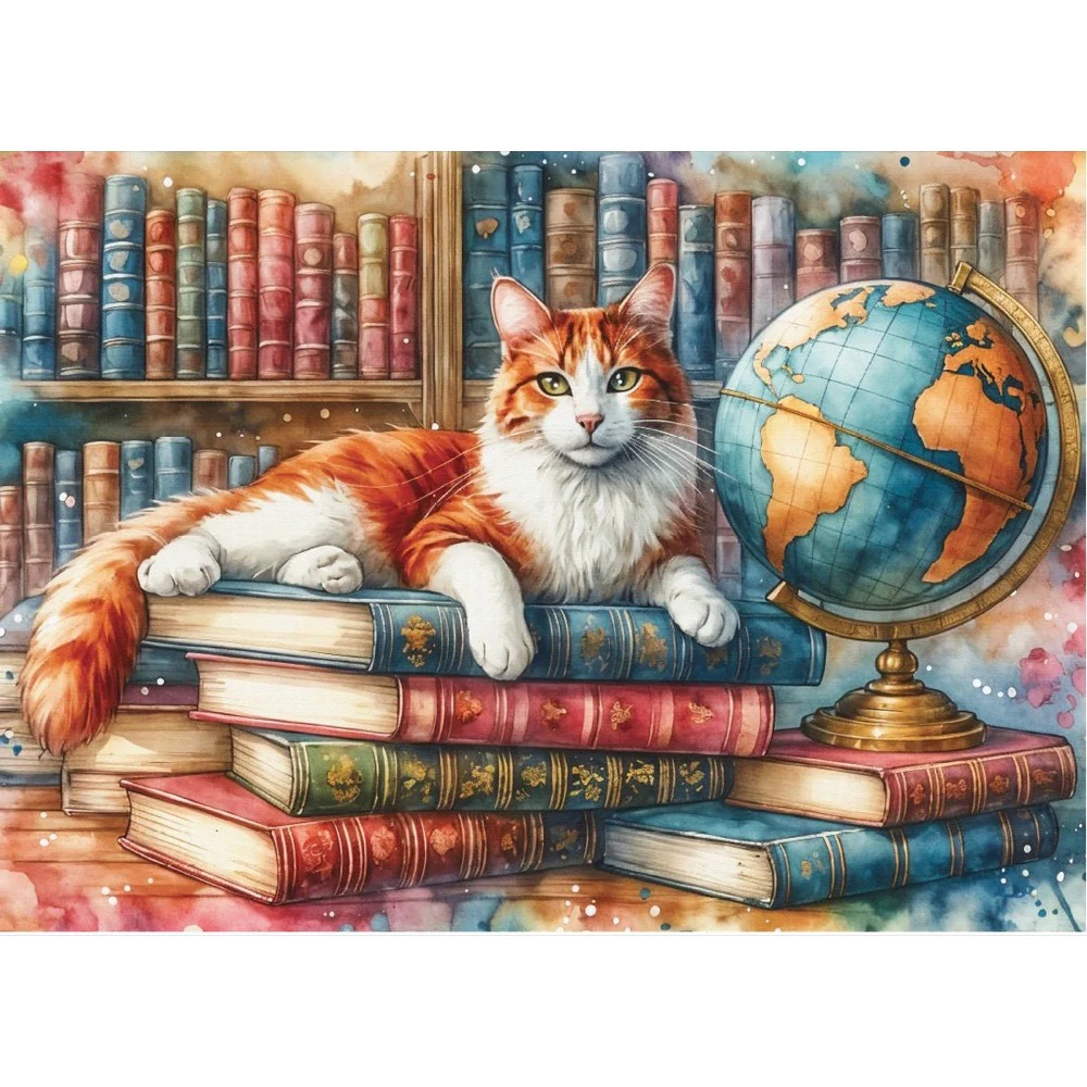 Delfy Books, Globe & Purrs 1000pc Jigsaw Puzzle - Image 2