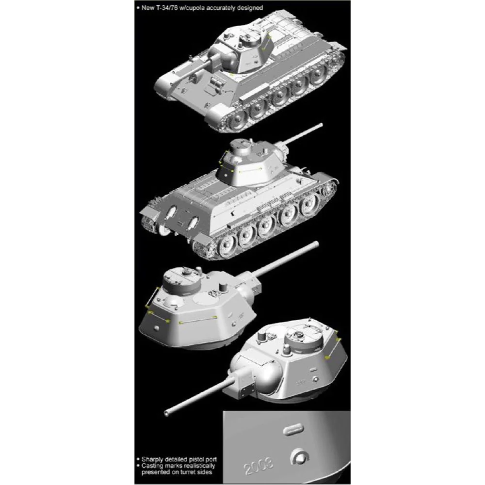 Dragon 6584 1/35 T-34/76 Mod. 1943 w/Commander Cupola No. 112 Factory - Image 3