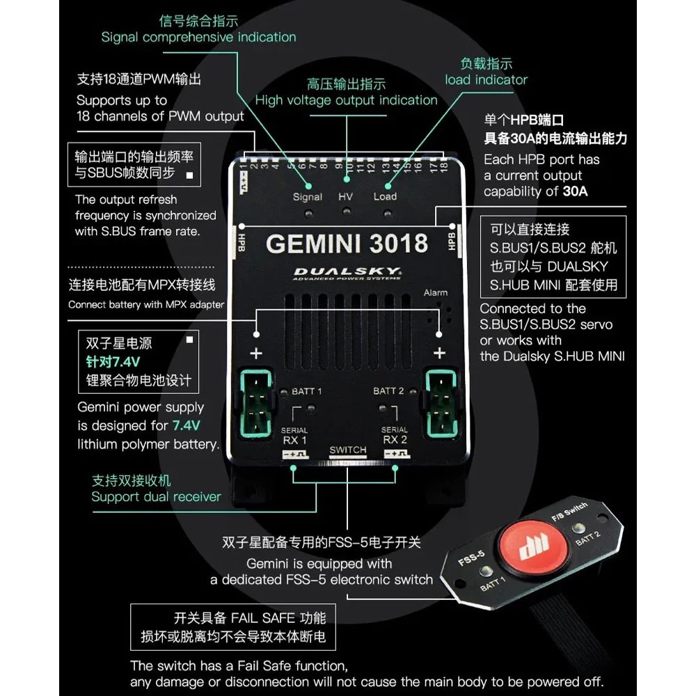 Dualsky DSB21897 Gemini 3018 Deluxe Power Supply with two S-Hub Mini PWM Convertors - Image 10