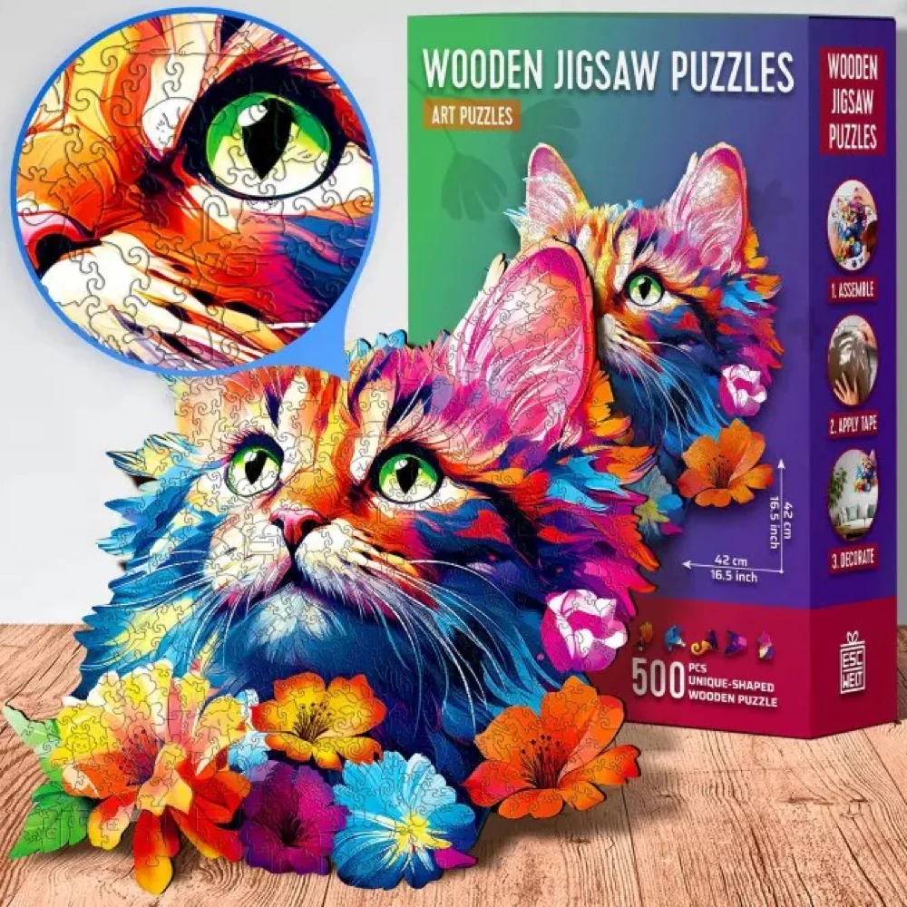 Escape Welt Cat 500pc Wooden Jigsaw Puzzle