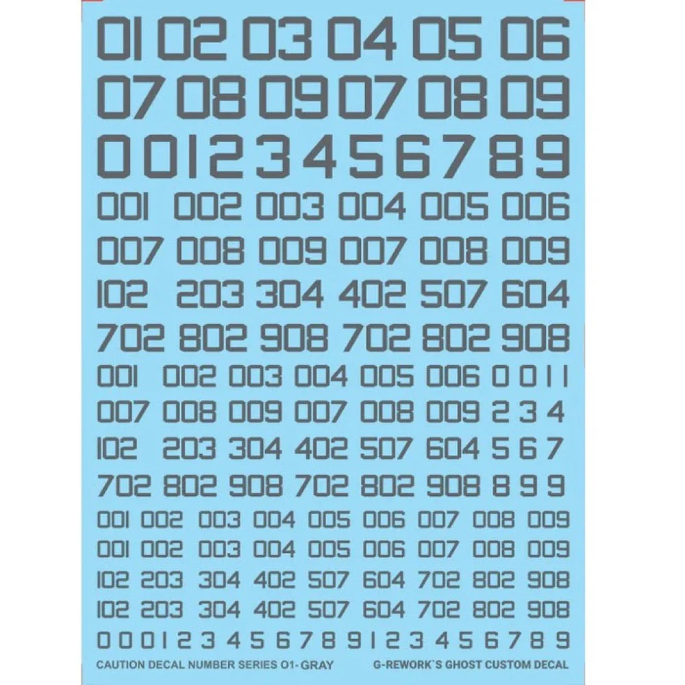 G-Rework CAU-N-01-G Premium Decal for Caution Number Series 01-Gray