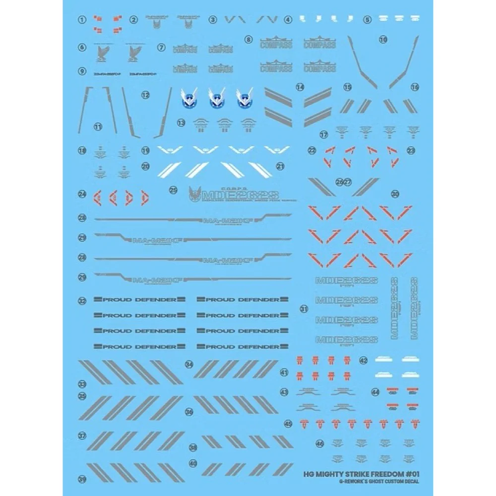 G-Rework CD-H250 Premium Decal for HG Mighty Strike Freedom Gundam - Image 2