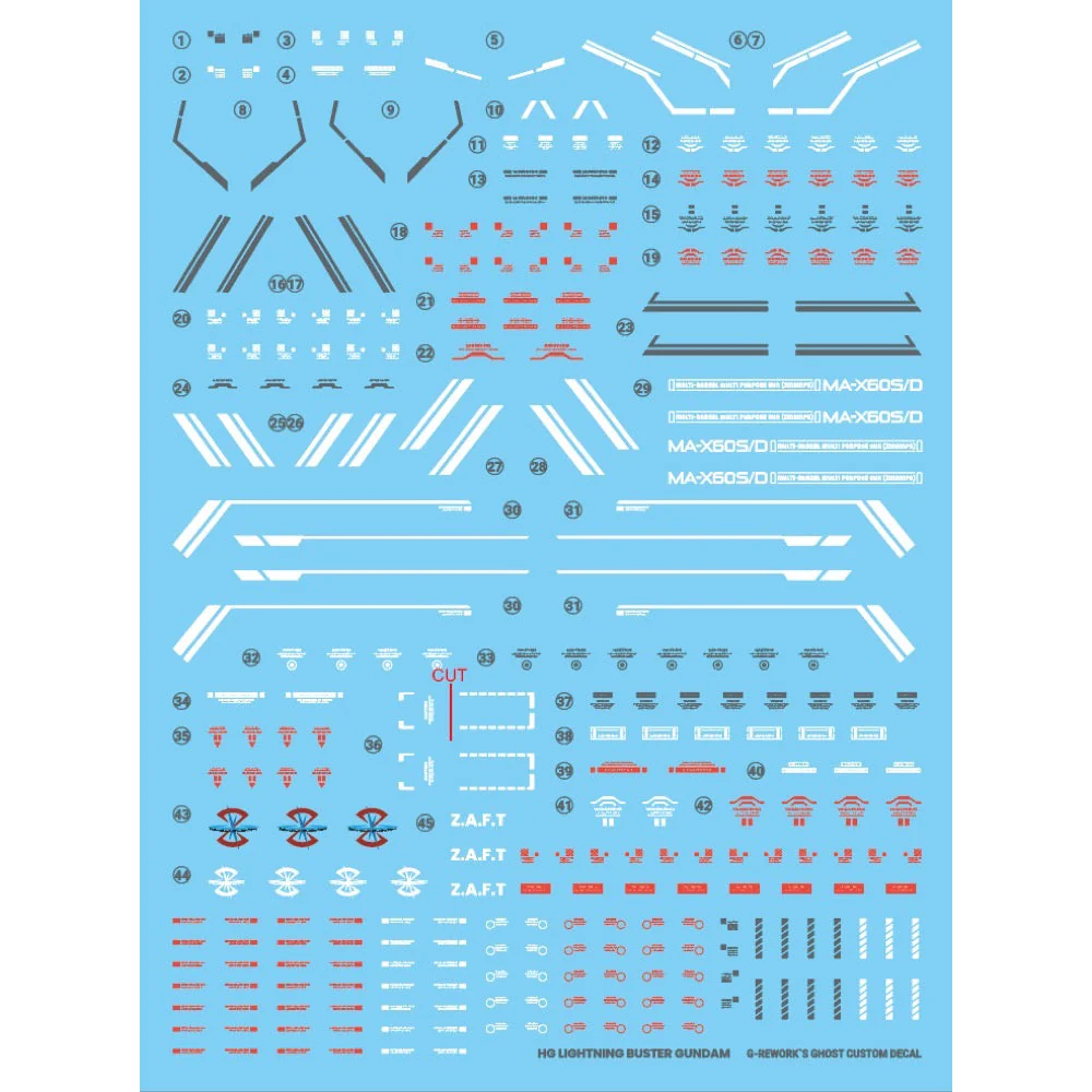 G-Rework CD-H253 Premium Decal for HG Seed Lighting Buster Gundam