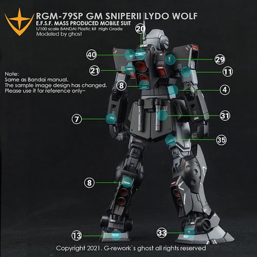 G-Rework CD-M195-L Premium Decal for MG RGm-79Sp Gm Sniper2 Lydo Wolf - Image 4