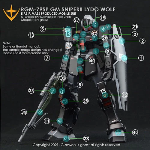 G-Rework CD-M195-L Premium Decal for MG RGm-79Sp Gm Sniper2 Lydo Wolf - Image 5