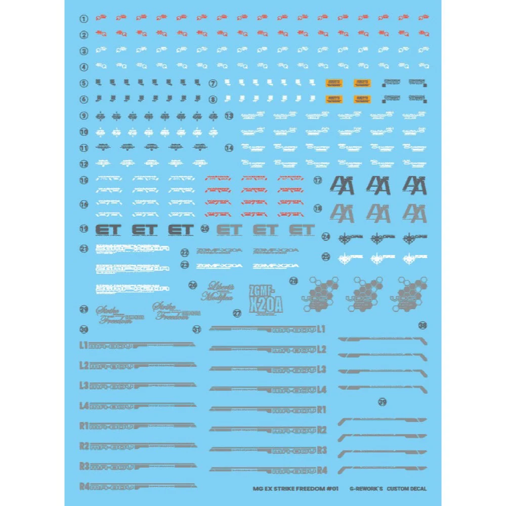 G-Rework CD-MEX02 Premium Decal for MGEX Strike Freedom Gundam - Image 2