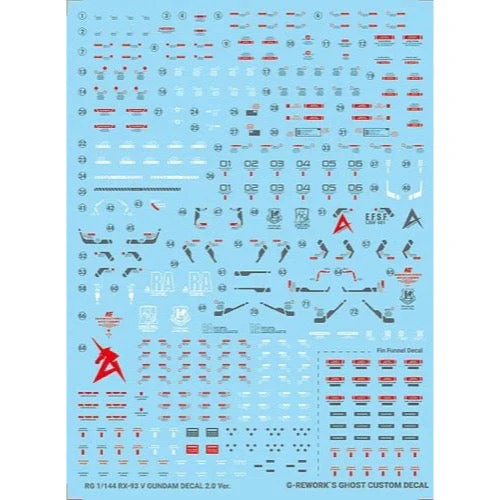 G-Rework CD-RG32 Premium Decal for RG Rx-93 Nu Gundam (Decal V2.0) - Image 2