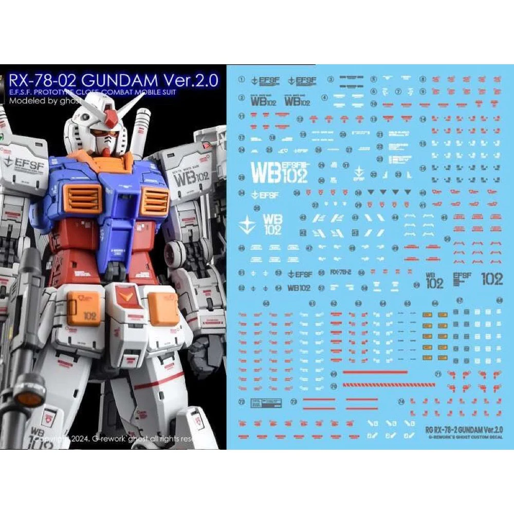 G-Rework CD-RG40 Premium Decal for RG Rx-78-2 Gundam Ver.2.0 - Image 2