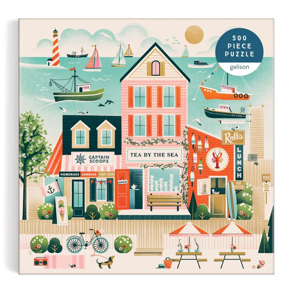 Galison Beside The Sea Square 500pc Jigsaw Puzzle - Image 3