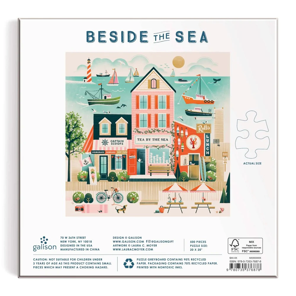 Galison Beside The Sea Square 500pc Jigsaw Puzzle - Image 4