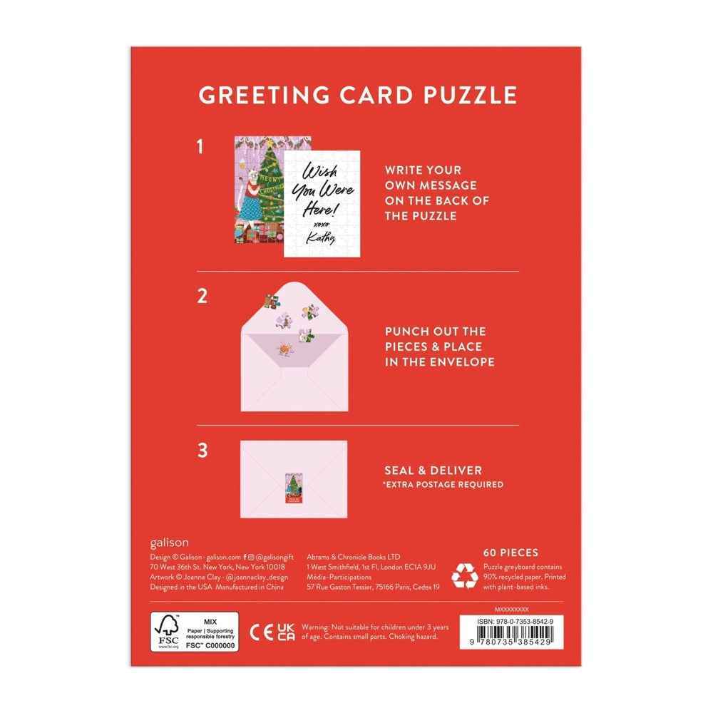 Galison Meowy Christmas Greeting Card 60pc Jigsaw Puzzle - Image 6