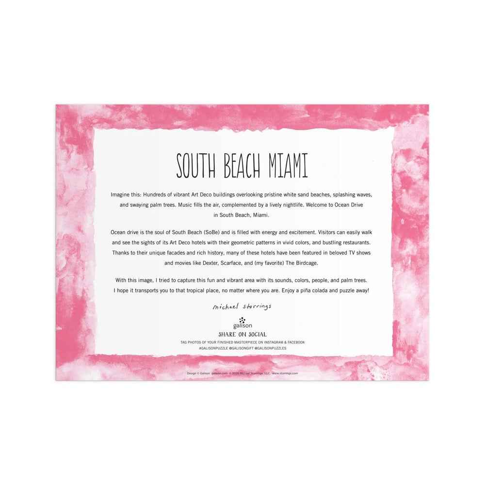 Galison Michael Storrings South Beach Miami 1000pc Jigsaw Puzzle - Image 6