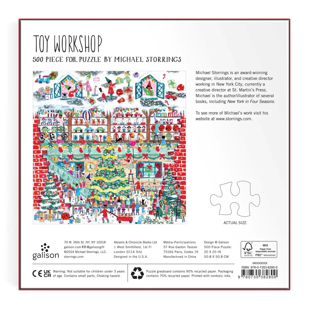 Galison Michael Storrings Toy Workshop Foil 500pc Jigsaw Puzzle - Image 5