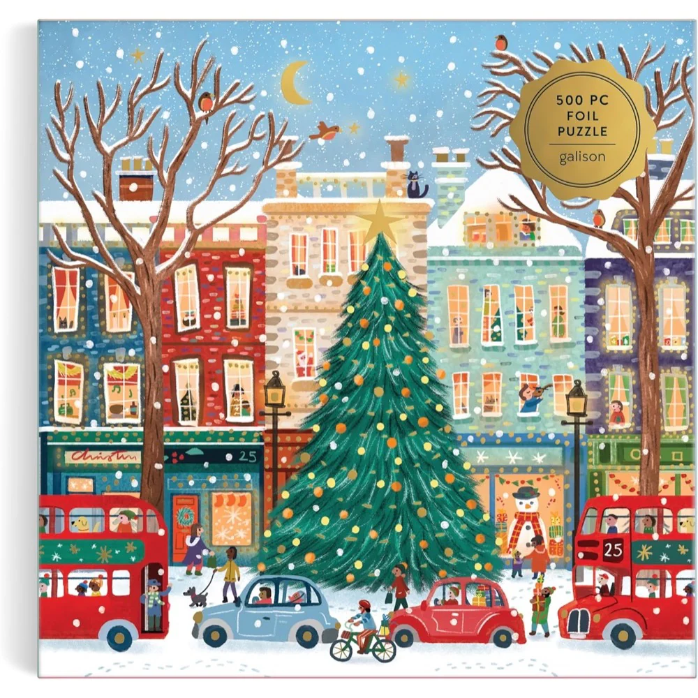 Galison Tinsel City Foil Square 500pc Jigsaw Puzzle - Image 5