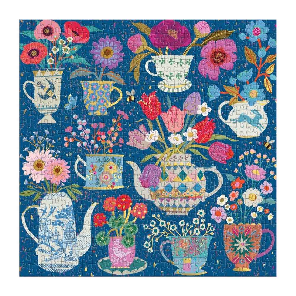 Galison Victoria Ball Potted Teacups Foil 500pc Jigsaw Puzzle - Image 3