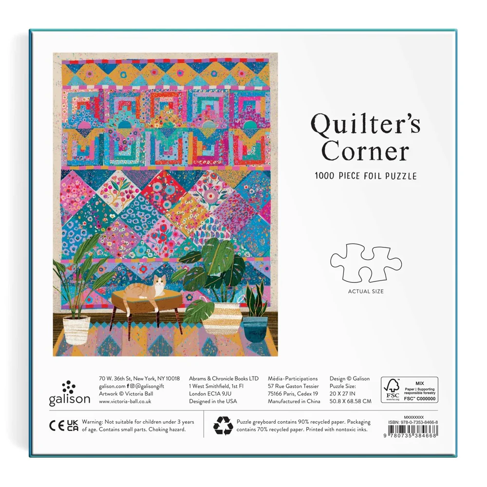 Galison Victoria Ball Quilter's Corner Foil 1000pc Jigsaw Puzzle - Image 5