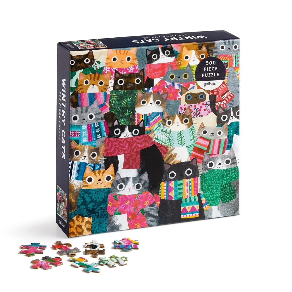 Galison Wintry Cats Square 500pc Jigsaw Puzzle - Image 2