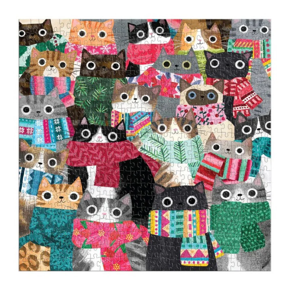 Galison Wintry Cats Square 500pc Jigsaw Puzzle - Image 3