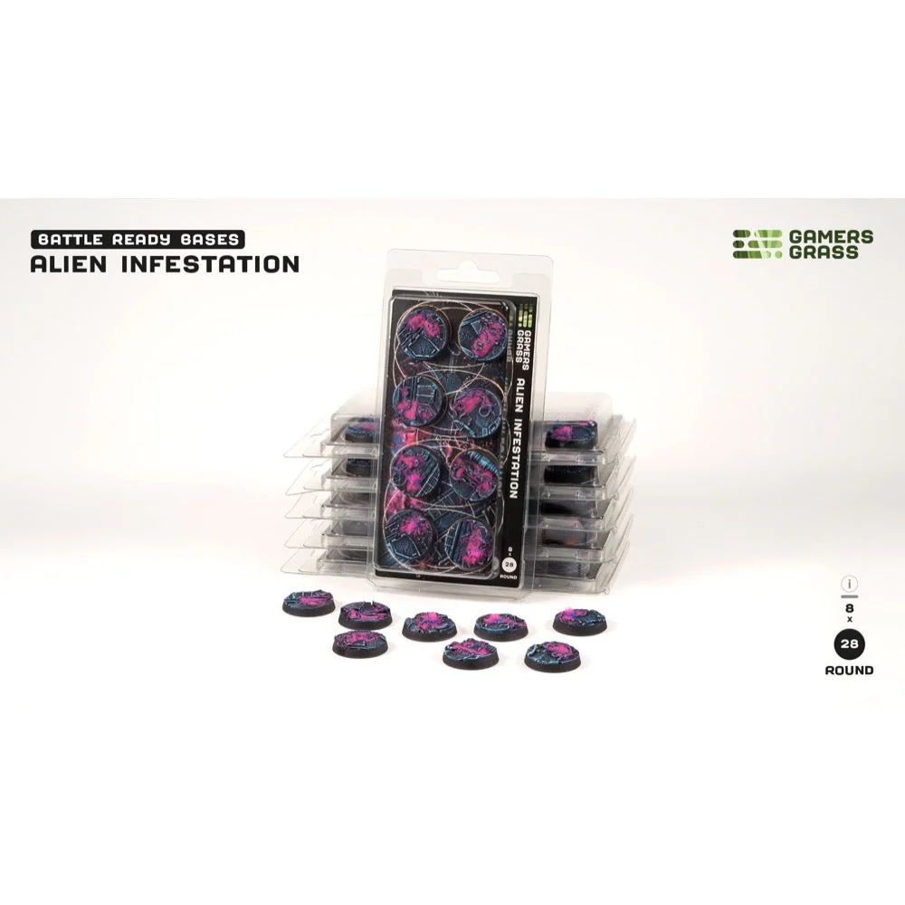 Gamers Grass GGB-AIR28 Alien Infestation Bases Round 28mm 8pc - Image 4