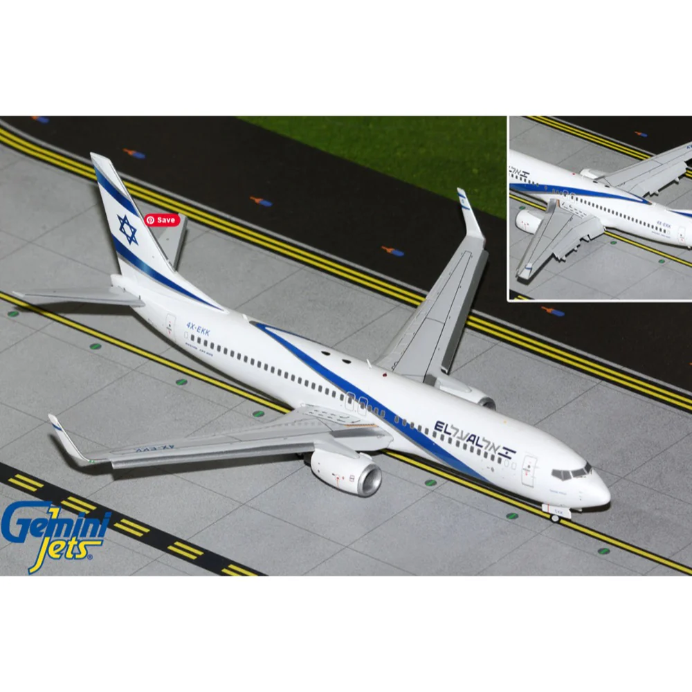 Gemini Jets G2ELY1360F 1/200 El Al Israel Airlines B737-800W 4X-EKK flaps down