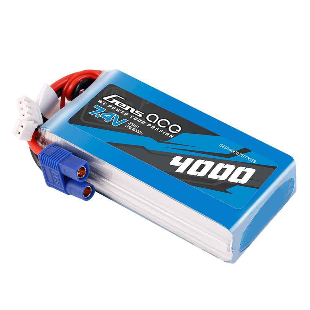 Gens Ace 2S 4000mAh 7.4V TX Soft Pack Lipo Battery (EC3) - Image 3