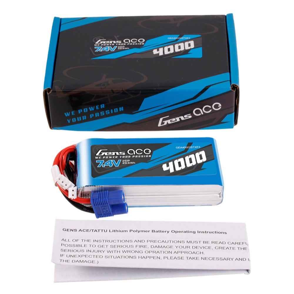 Gens Ace 2S 4000mAh 7.4V TX Soft Pack Lipo Battery (EC3) - Image 5