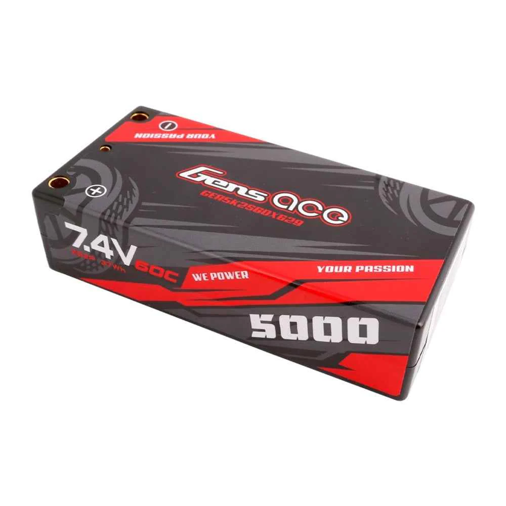 Gens Ace 2S 5000mAh 60C 7.4V Hardcase/Hardwired Lipo Battery (4.0mm Bullet) - Image 2
