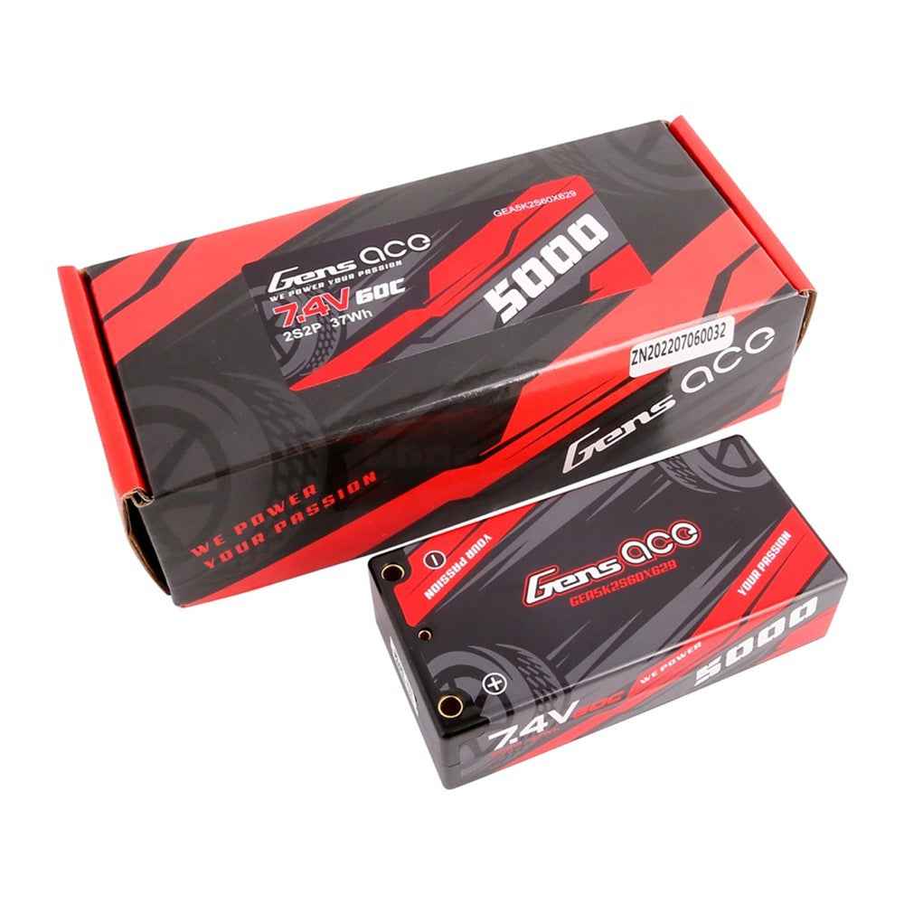 Gens Ace 2S 5000mAh 60C 7.4V Hardcase/Hardwired Lipo Battery (4.0mm Bullet) - Image 5