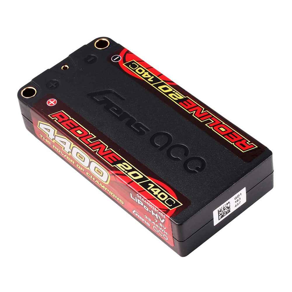 Gens Ace 2S Redline 2.0 4400mAh 140C 7.6V Hardcase Lipo Battery (5.0mm Bullet) - Image 3