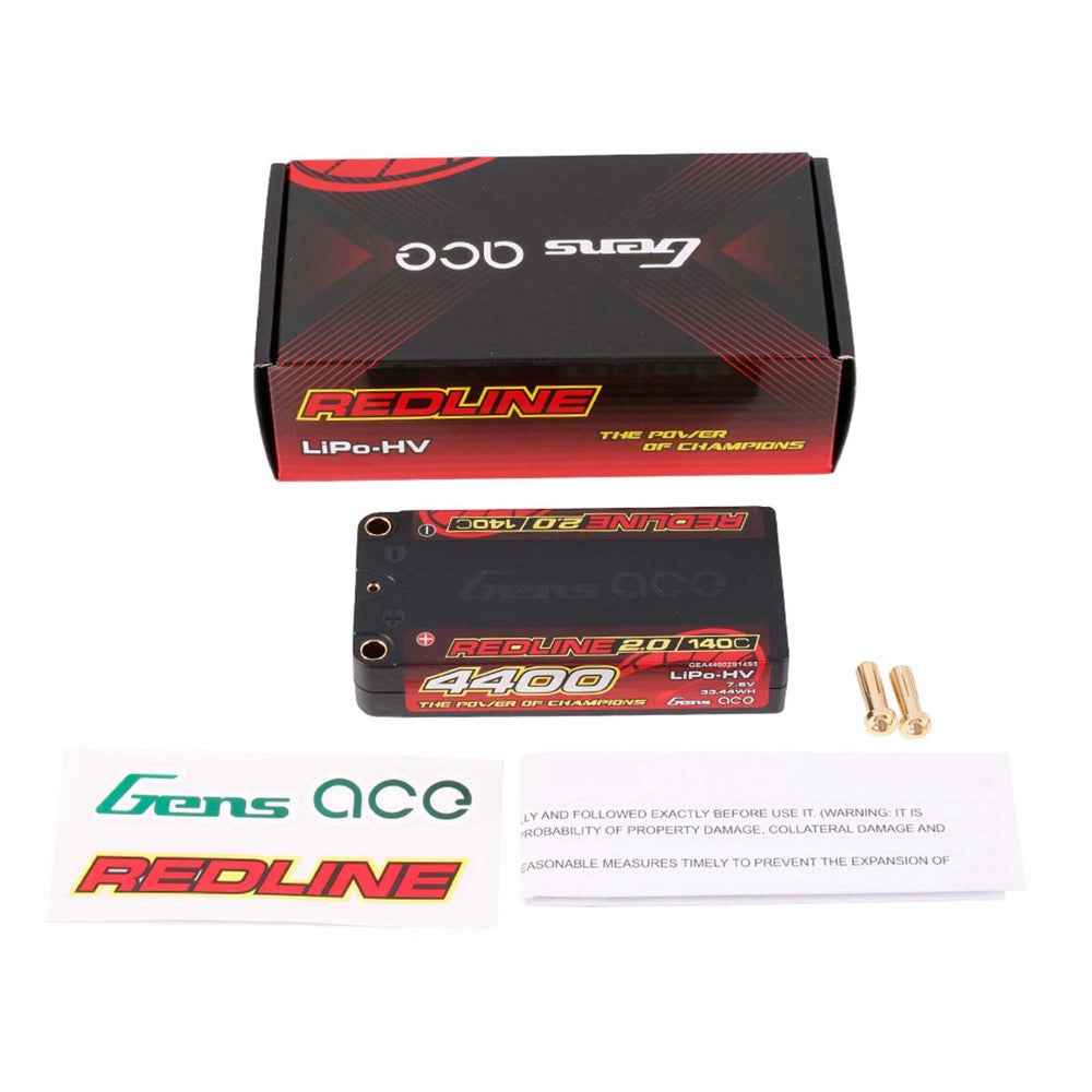 Gens Ace 2S Redline 2.0 4400mAh 140C 7.6V Hardcase Lipo Battery (5.0mm Bullet) - Image 5