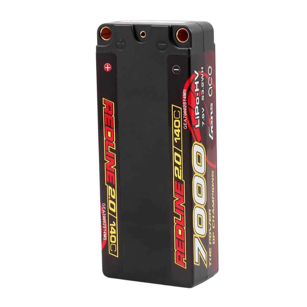 Gens Ace 2S Redline 2.0 7000mAh 140C 7.6V Hardcase Lipo Battery (5.0mm Bullet) - Image 4
