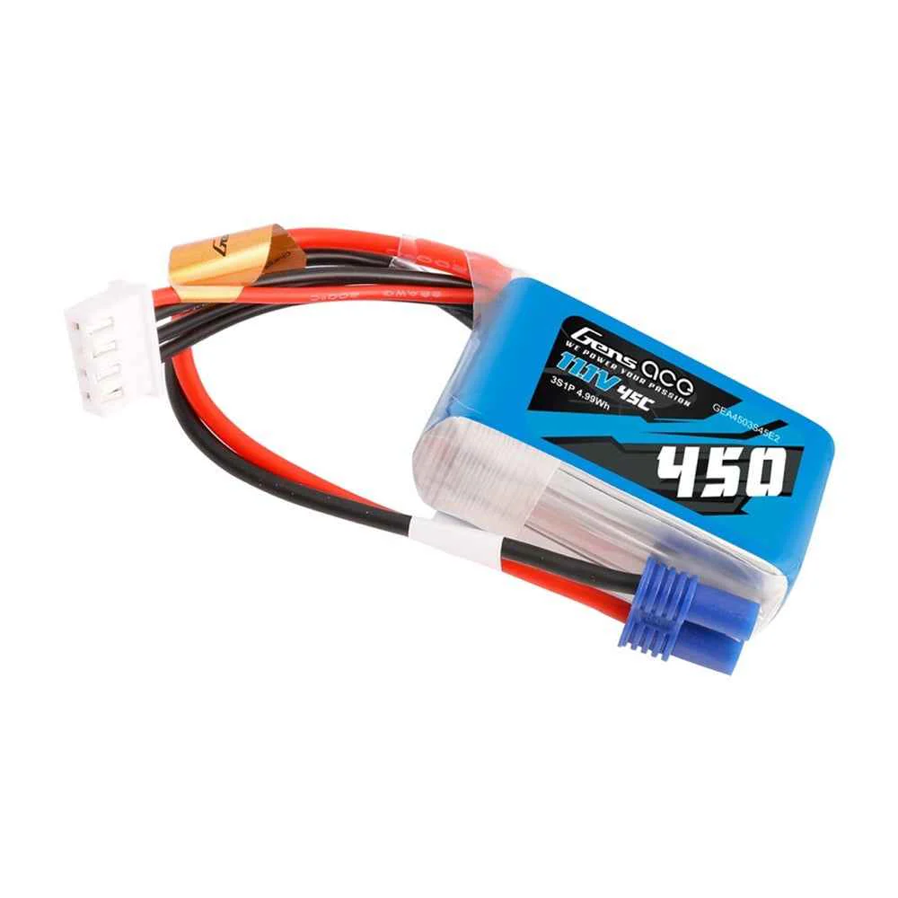 Gens Ace 3S 450mAh 45C 11.1V Soft Pack Lipo Battery (EC2) - Image 2