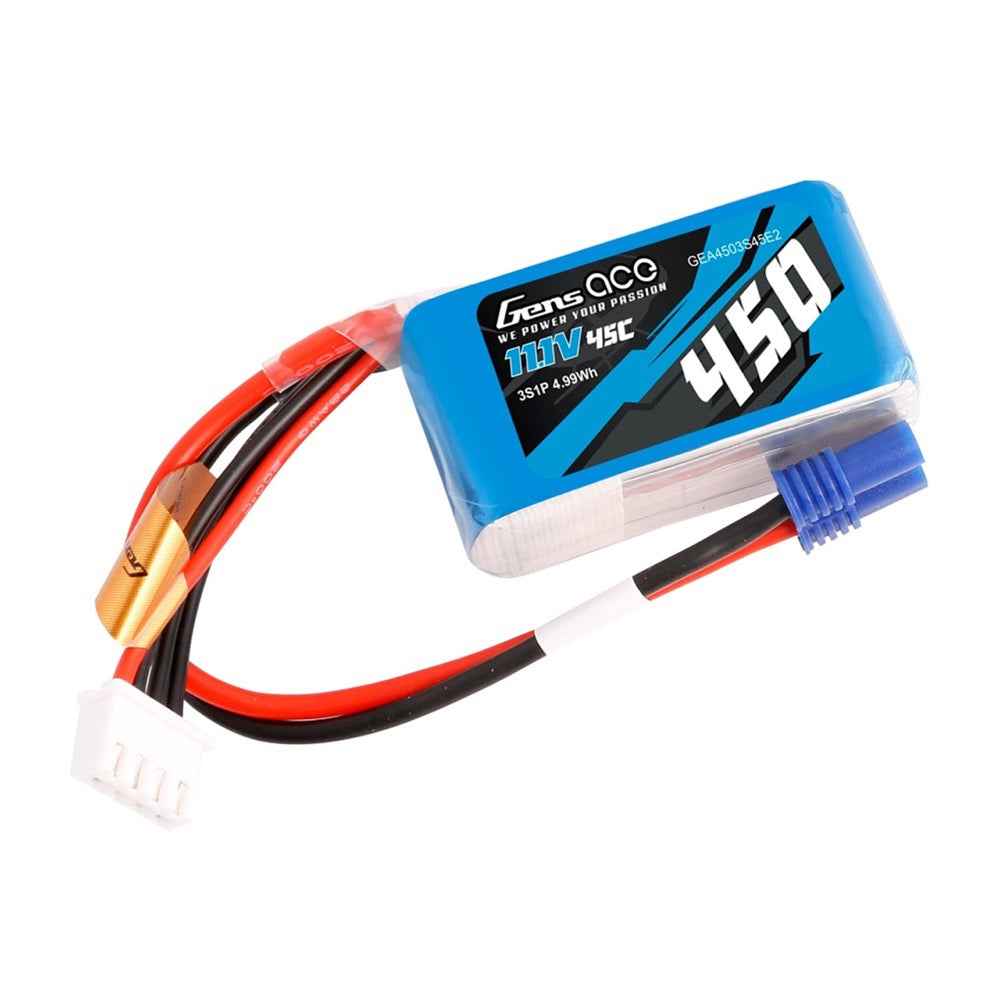 Gens Ace 3S 450mAh 45C 11.1V Soft Pack Lipo Battery (EC2) - Image 3