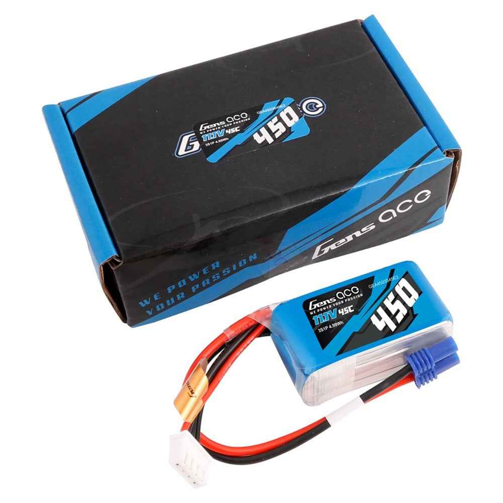 Gens Ace 3S 450mAh 45C 11.1V Soft Pack Lipo Battery (EC2) - Image 5
