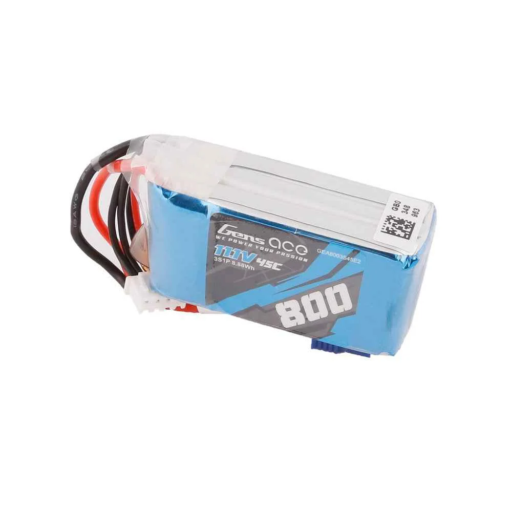 Gens Ace 3S 800mAh 45C 11.1V Soft Pack Lipo Battery (EC2) - Image 3