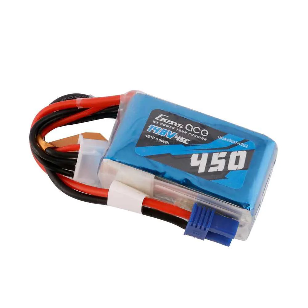 Gens Ace 4S 450mAh 45C 14.8V Soft Pack Lipo Battery (EC2) - Image 3