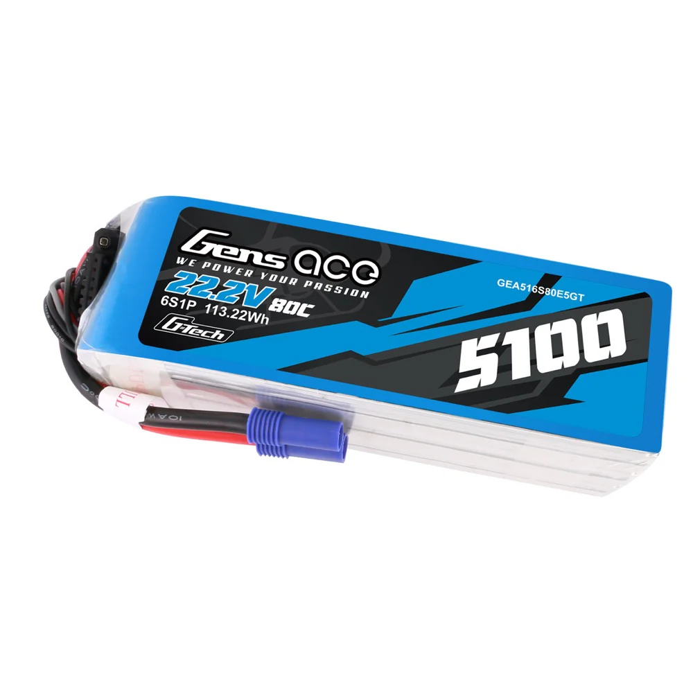 Gens Ace 6S 5100mAh 22.2V 80C Soft Case LiPo Battery (EC5) - Image 3