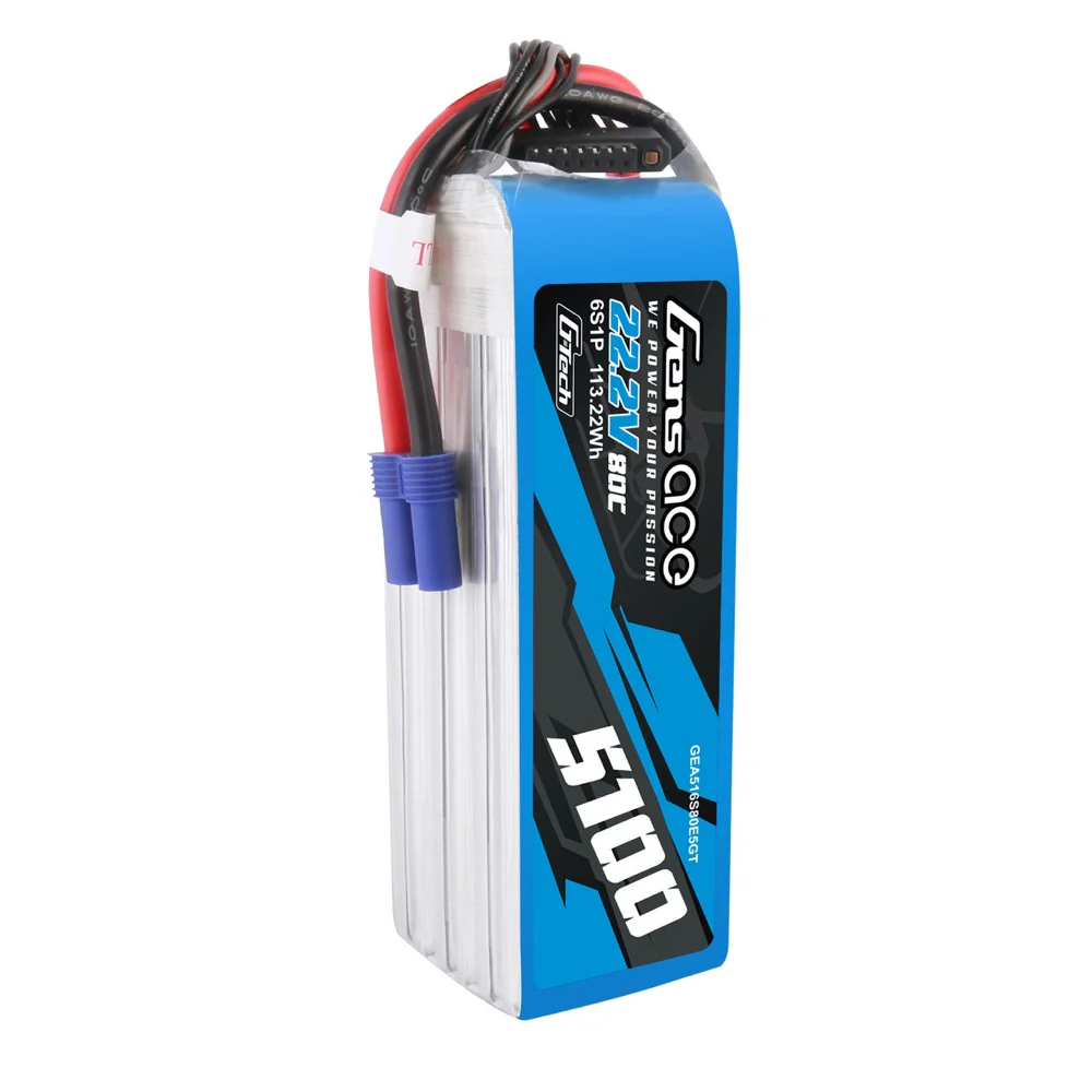 Gens Ace 6S 5100mAh 22.2V 80C Soft Case LiPo Battery (EC5) - Image 4