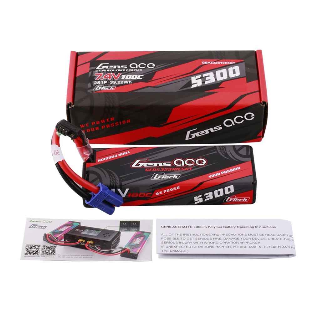 Gens Ace G-Tech 2S 5300mAh 7.4V Hardcase/Hardwired Lipo Battery (EC5) - Image 5