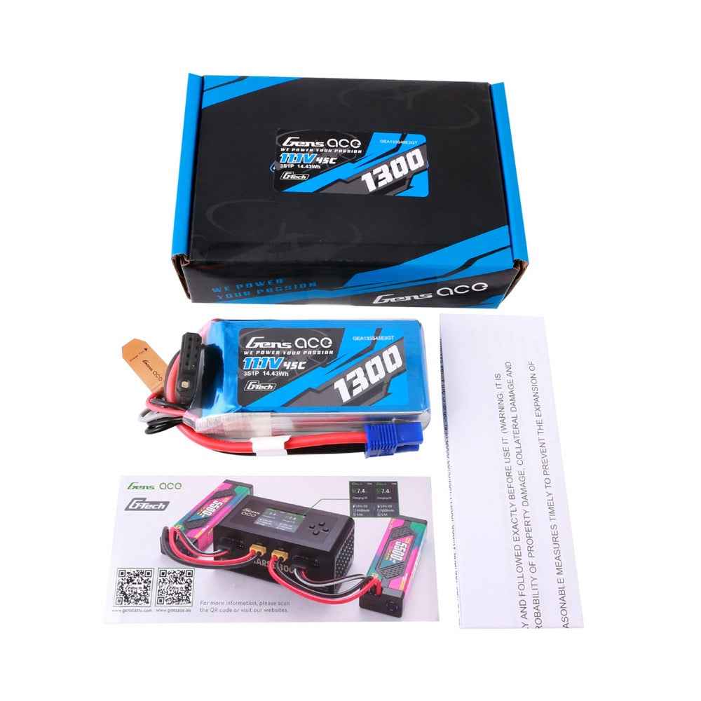 Gens Ace G-Tech 3S 1300mAh 45C 11.1V Soft Pack Lipo Battery (EC3) - Image 6