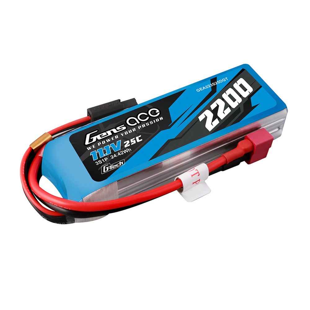 Gens Ace G-Tech 3S 2200mAh 25C 11.1V Soft Pack Lipo Battery (Deans) - Image 2