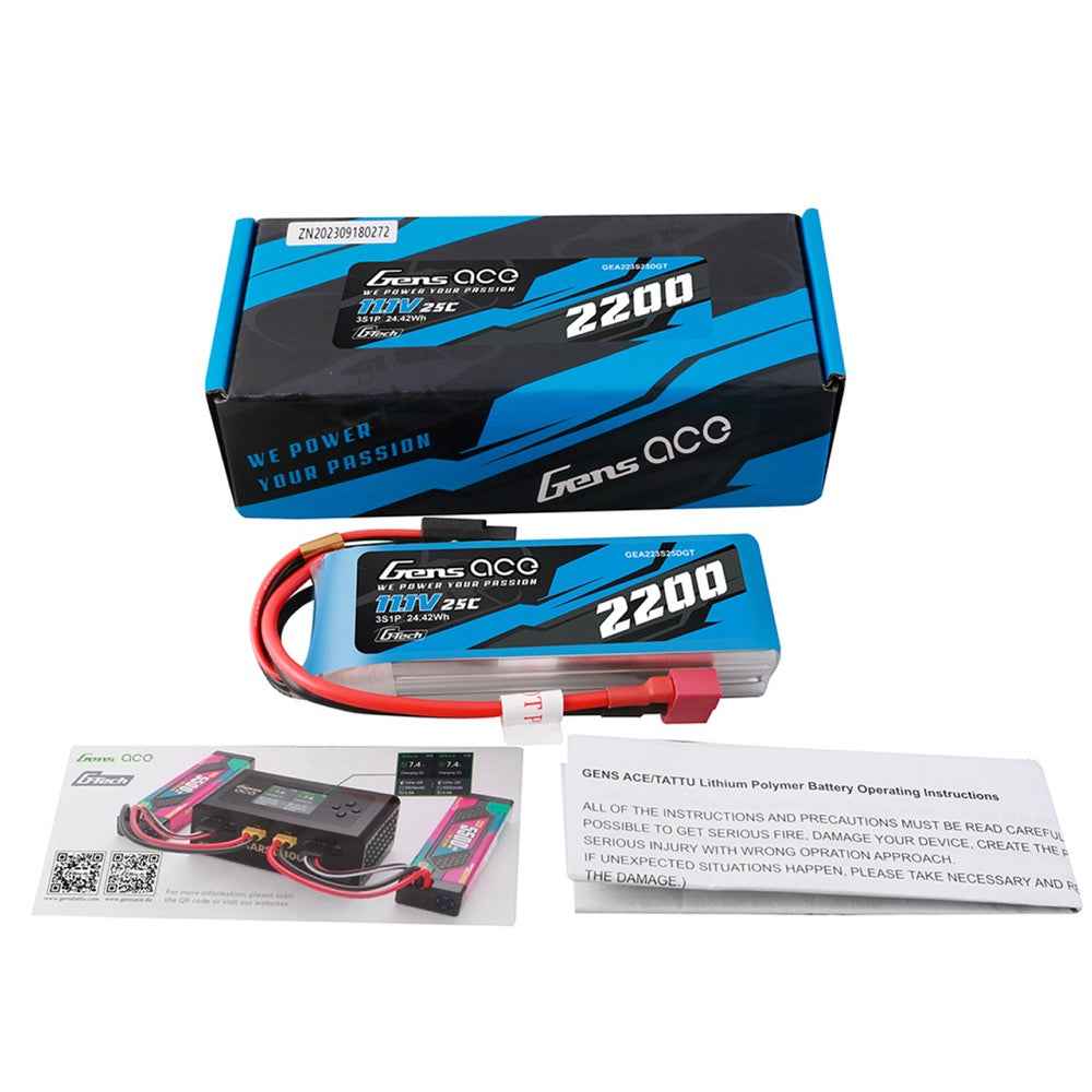 Gens Ace G-Tech 3S 2200mAh 25C 11.1V Soft Pack Lipo Battery (Deans) - Image 5