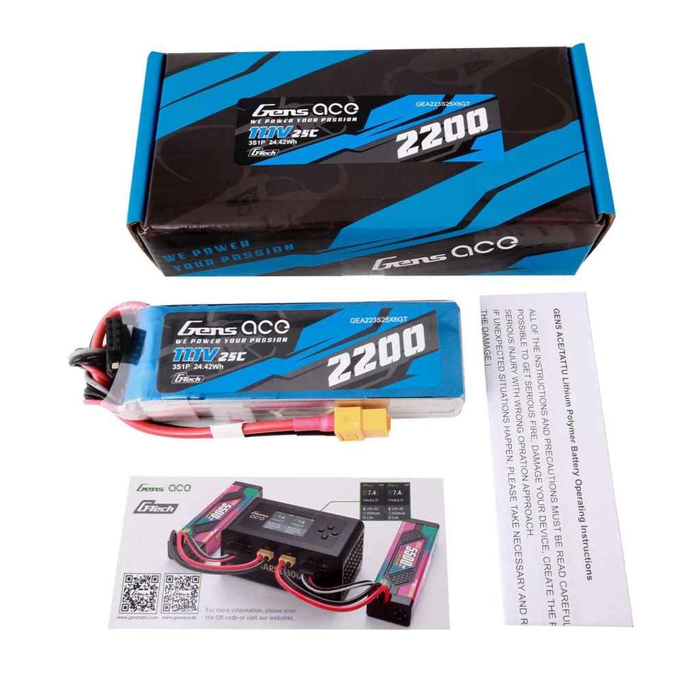 Gens Ace G-Tech 3S 2200mAh 25C 11.1V Soft Pack Lipo Battery (XT60) - Image 6