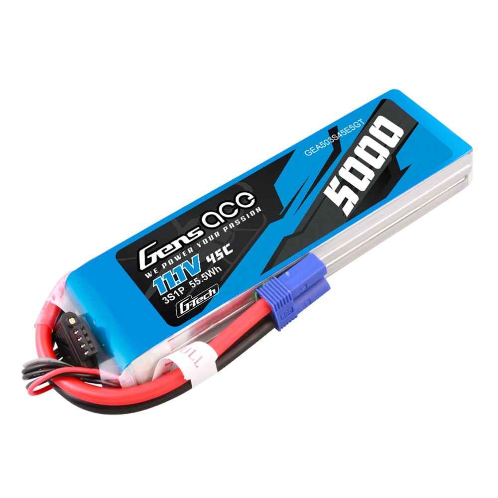 Gens Ace G-Tech 3S 5000mAh 45C 11.1V Soft Pack Lipo Battery (EC5) - Image 2