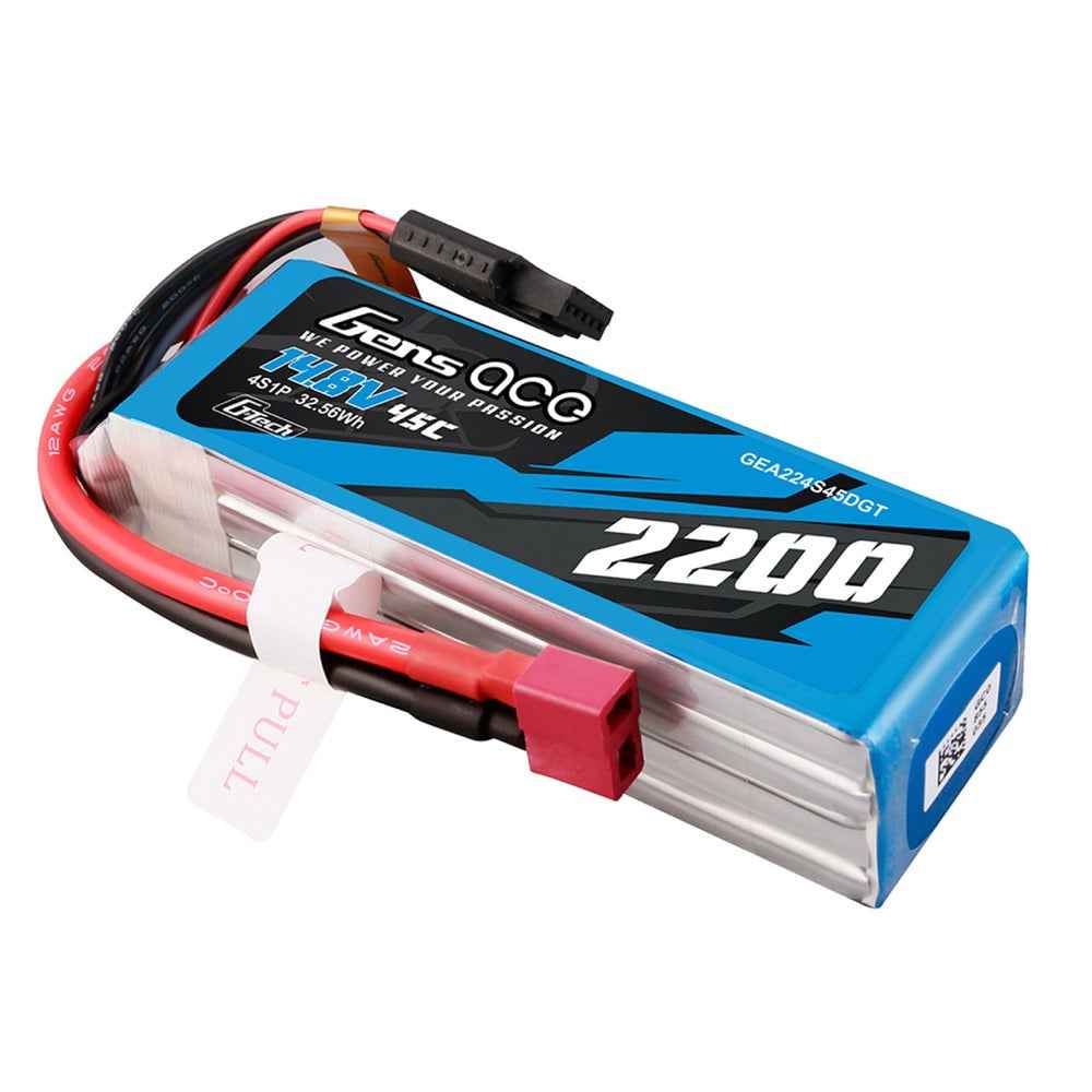 Gens Ace G-Tech 4S 2200mAh 45C 14.8V Soft Pack Lipo Battery (Deans) - Image 2