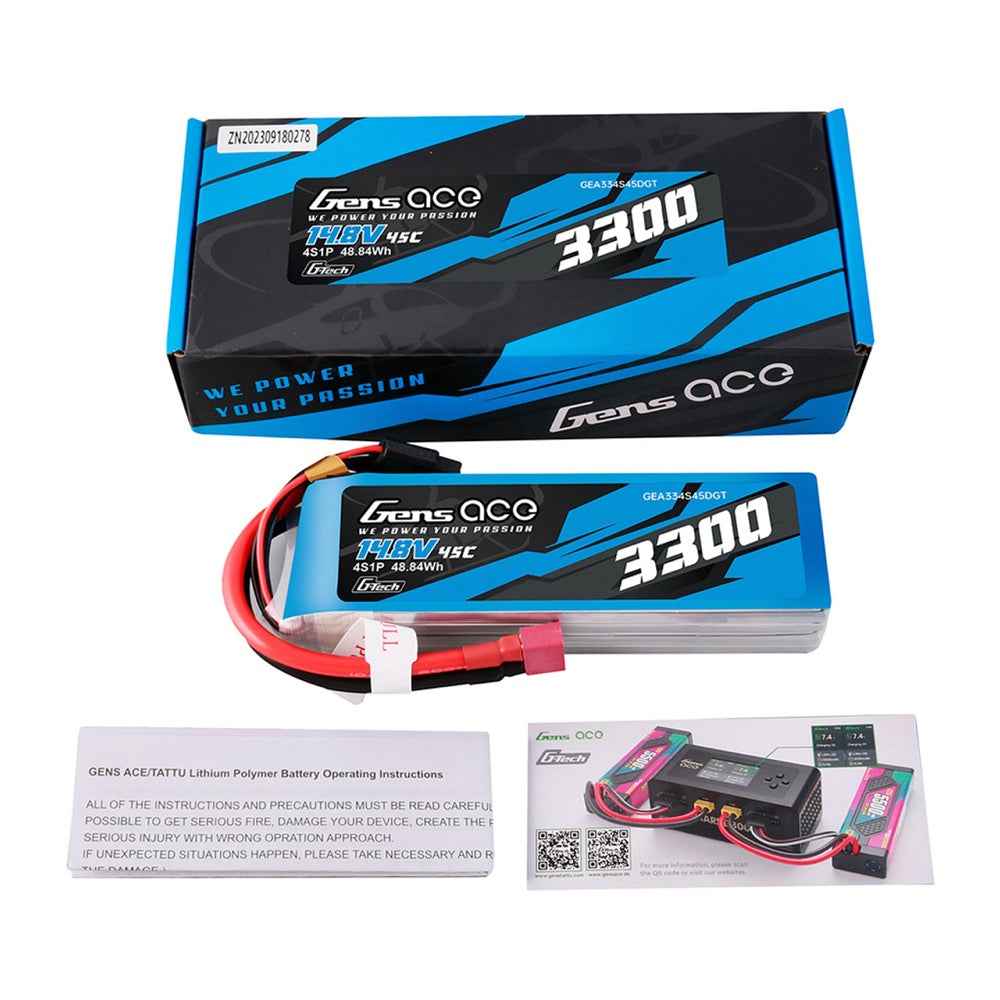 Gens Ace G-Tech 4S 3300mAh 45C 14.8V Soft Pack Lipo Battery (Deans) - Image 4
