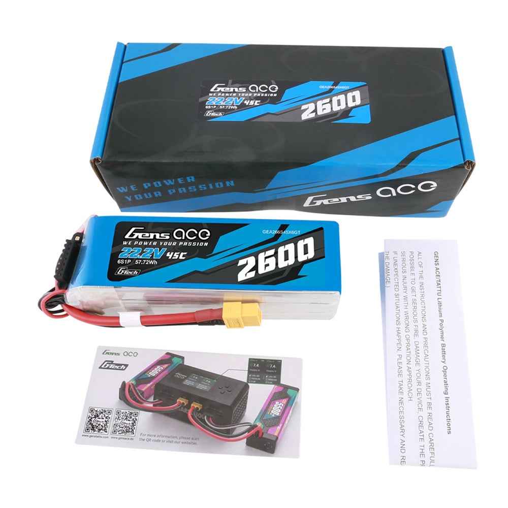 Gens Ace G-Tech 6S 2600mAh 45C 22.2V Soft Pack Lipo Battery (XT60) - Image 5