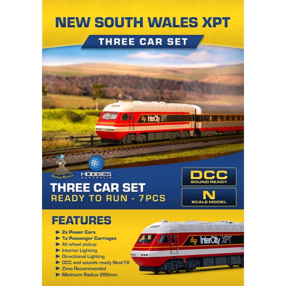 Gopher Models N Scale New South Wales XPT 3pc Set State Rail Authority Candy Livery - Image 13