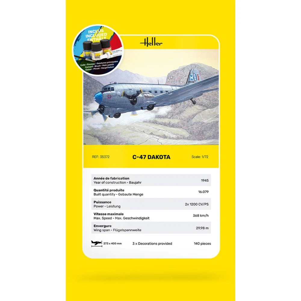 Heller HLL35372 1/72 C-47 Dakota Starter Kit - Image 7